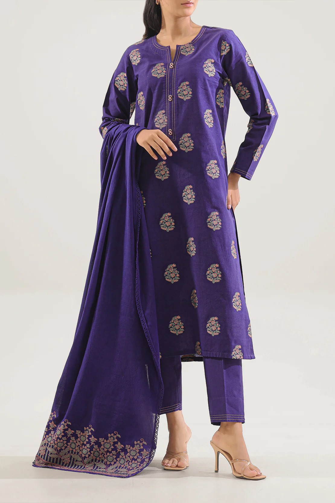 Unstitched Jacquard Cotton 2 Piece (Shirt/Trouser)
