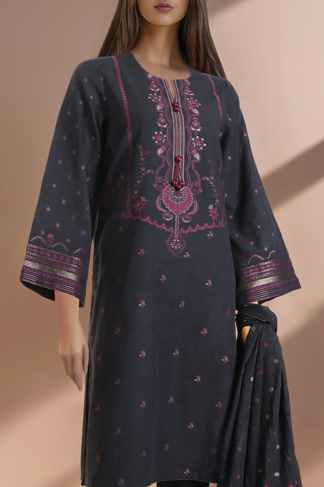 Unstitched Jacquard Cotton 3 Piece