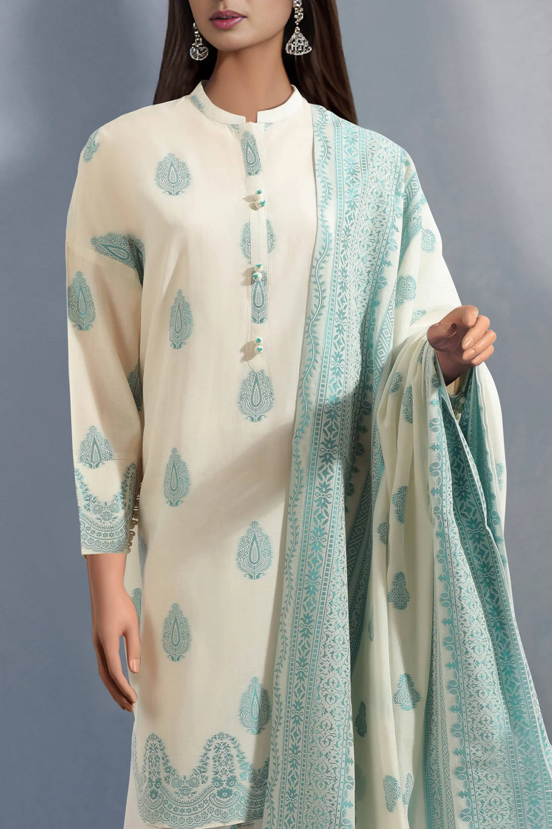 Unstitched Jacquard Cotton 3 Piece
