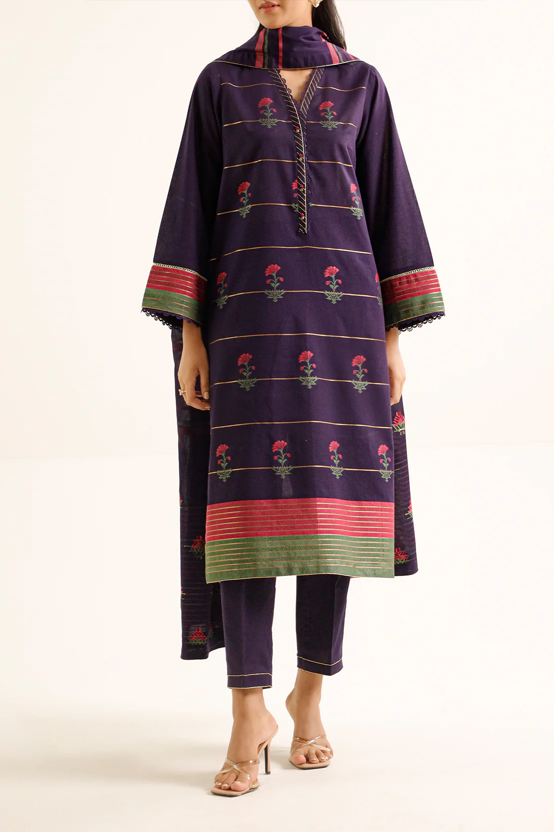 Unstitched Jacquard Cotton 3 Piece