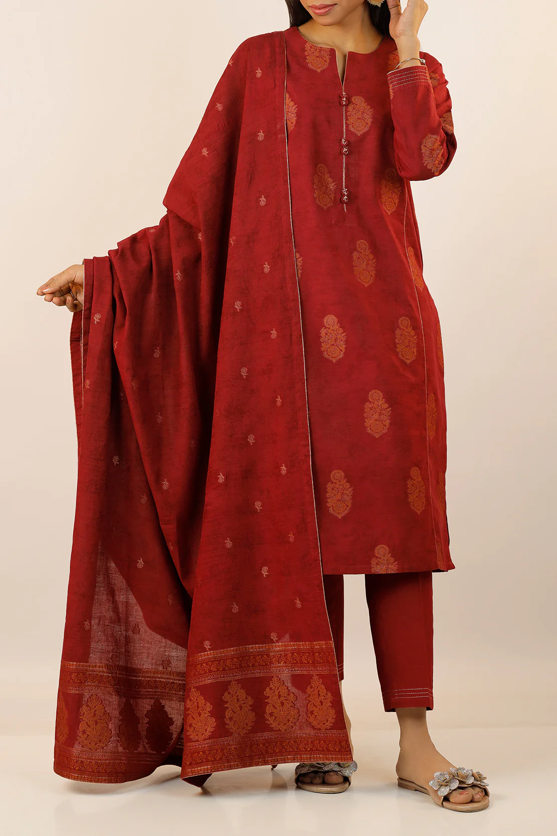 Unstitched Jacquard Cotton 3 Piece - Image 2
