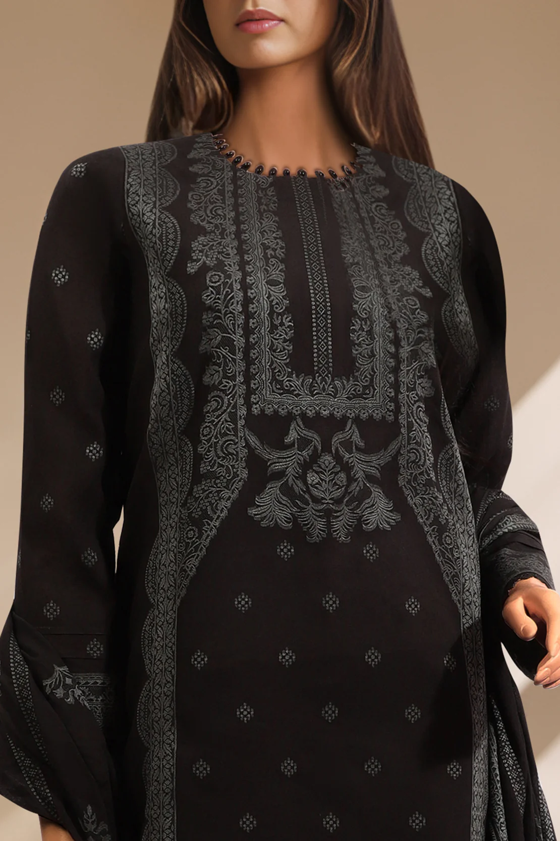 Unstitched Jacquard Cotton 3 Piece