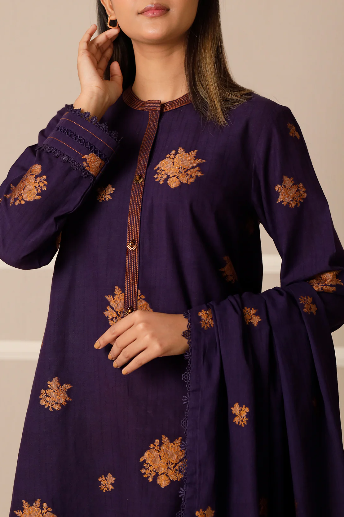 Unstitched Jacquard Cotton 3 Piece - Image 2