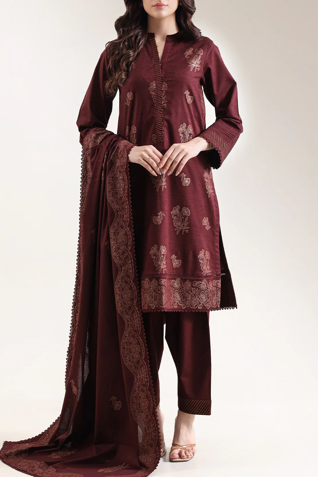 Unstitched Jacquard Cotton 3 Piece
