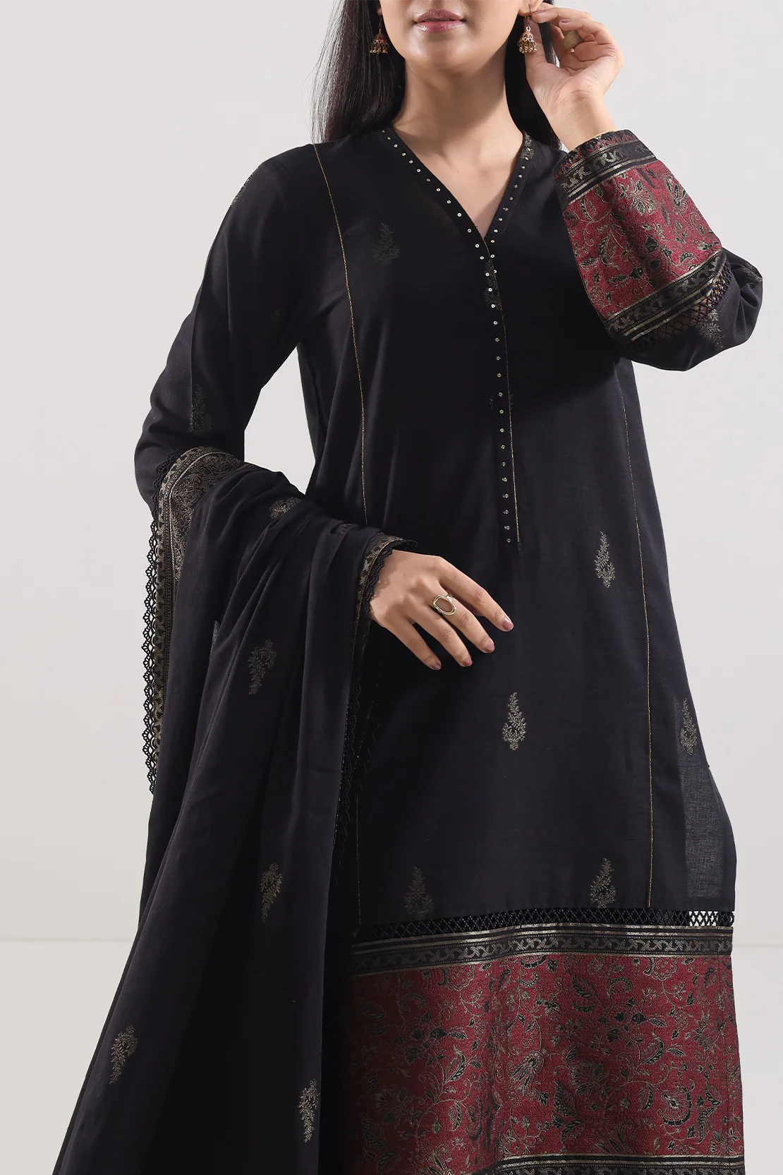Unstitched Jacquard Cotton 3 Piece - Image 2