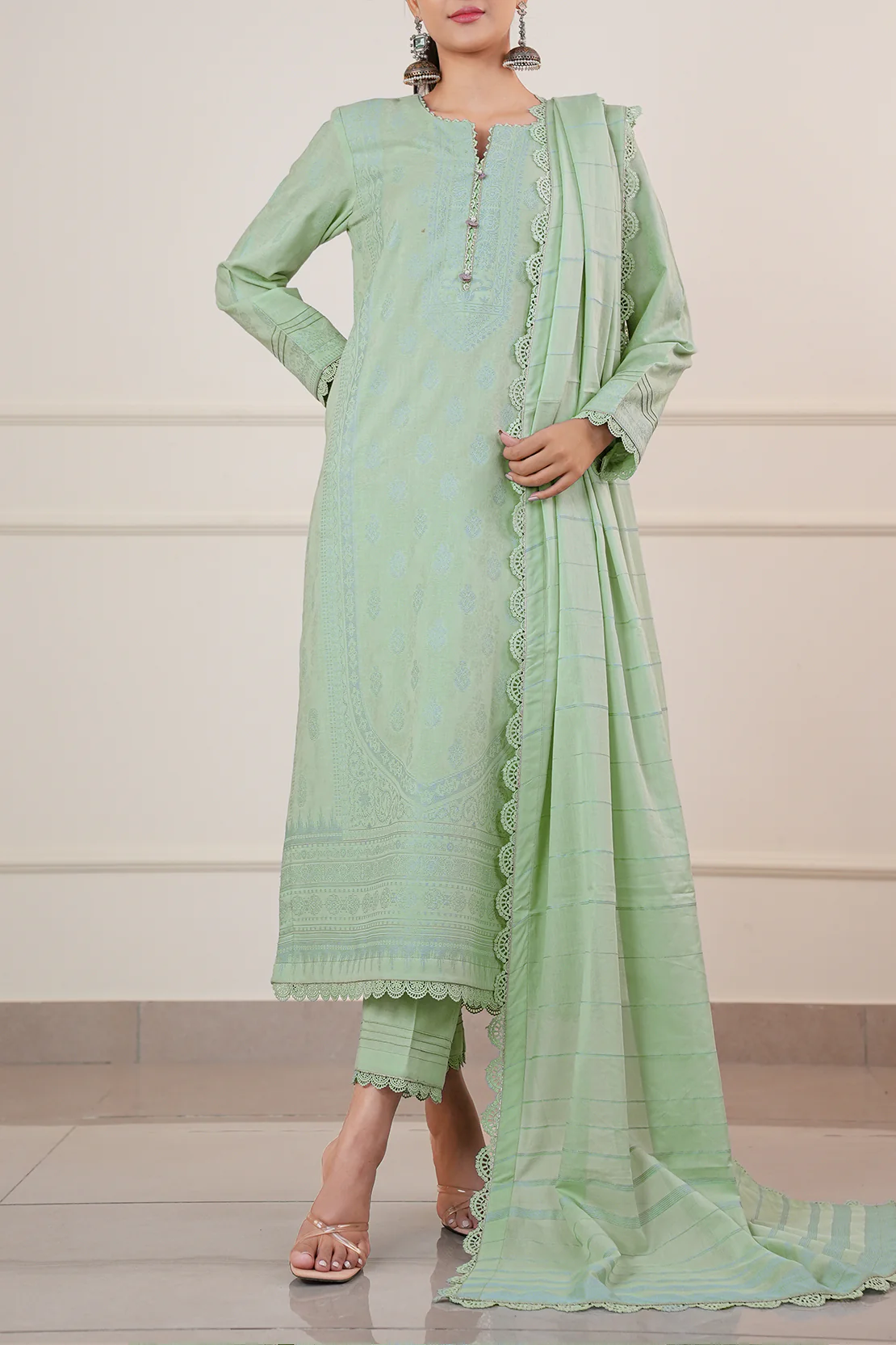 Unstitched Jacquard Cotton Shirt - Image 5