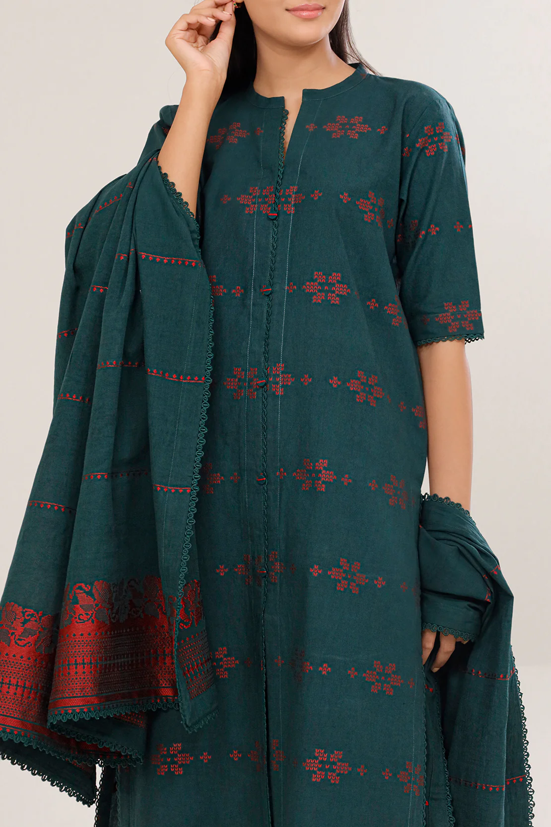 Unstitched Jacquard Cotton Shirt - Image 2