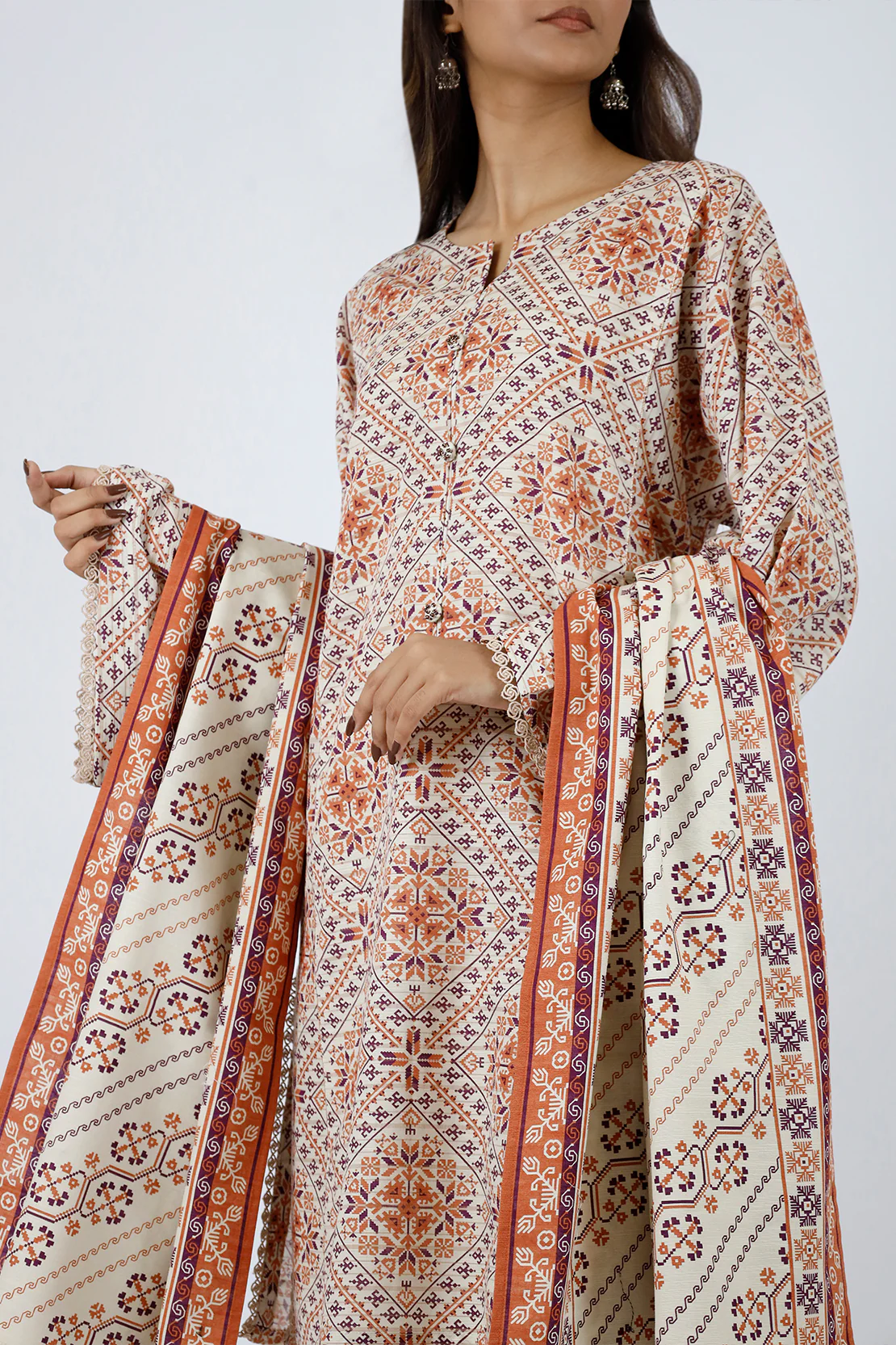Unstitched Jacquard Khaddar 3 Piece - Image 5