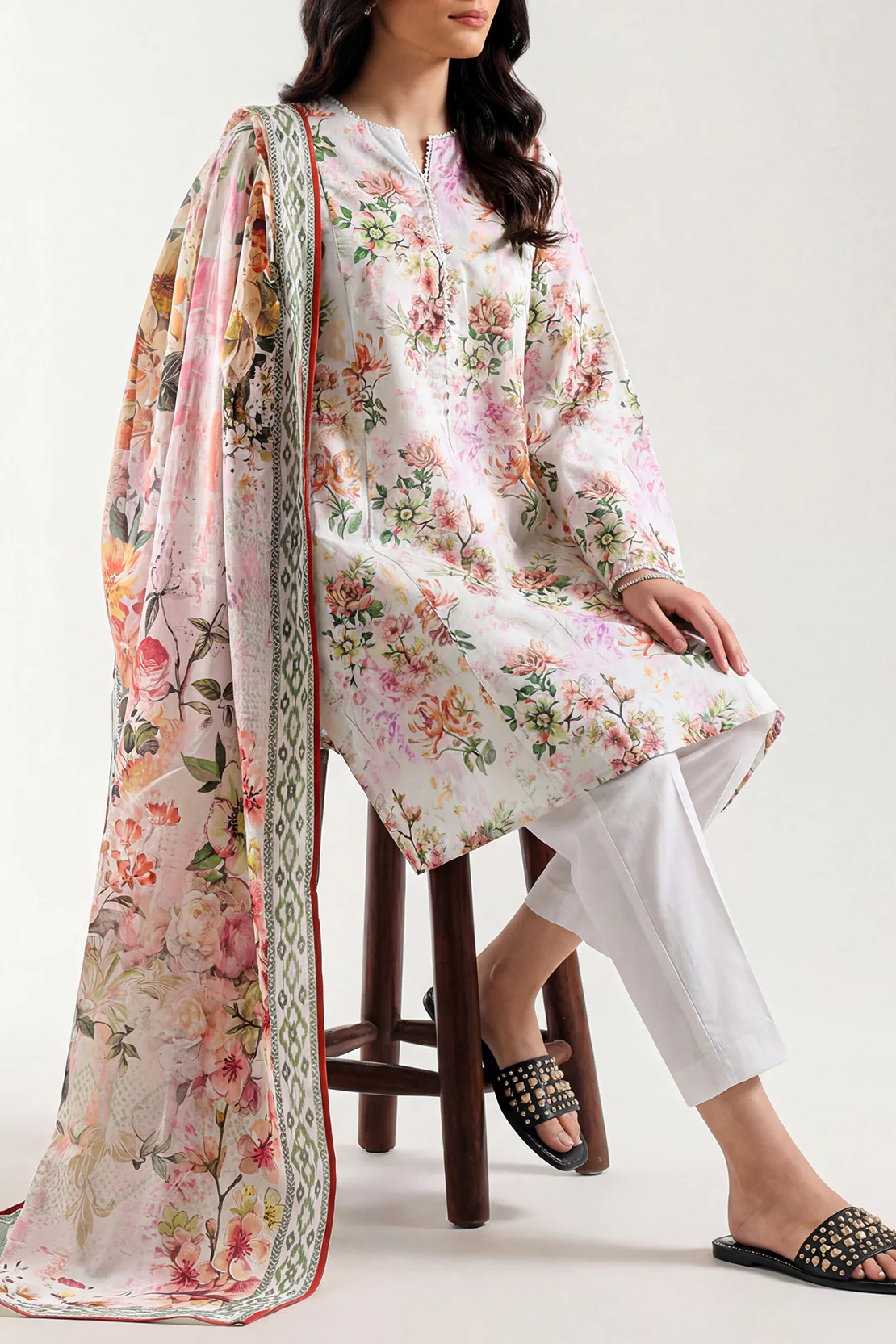 Unstitched Printed Arabic Lawn 3 Piece