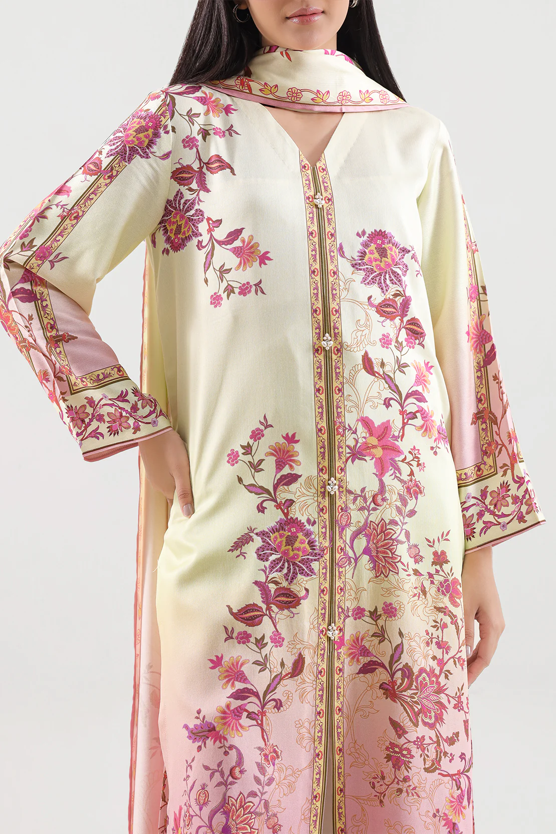 Unstitched Printed Corduroy 3 Piece - Image 2