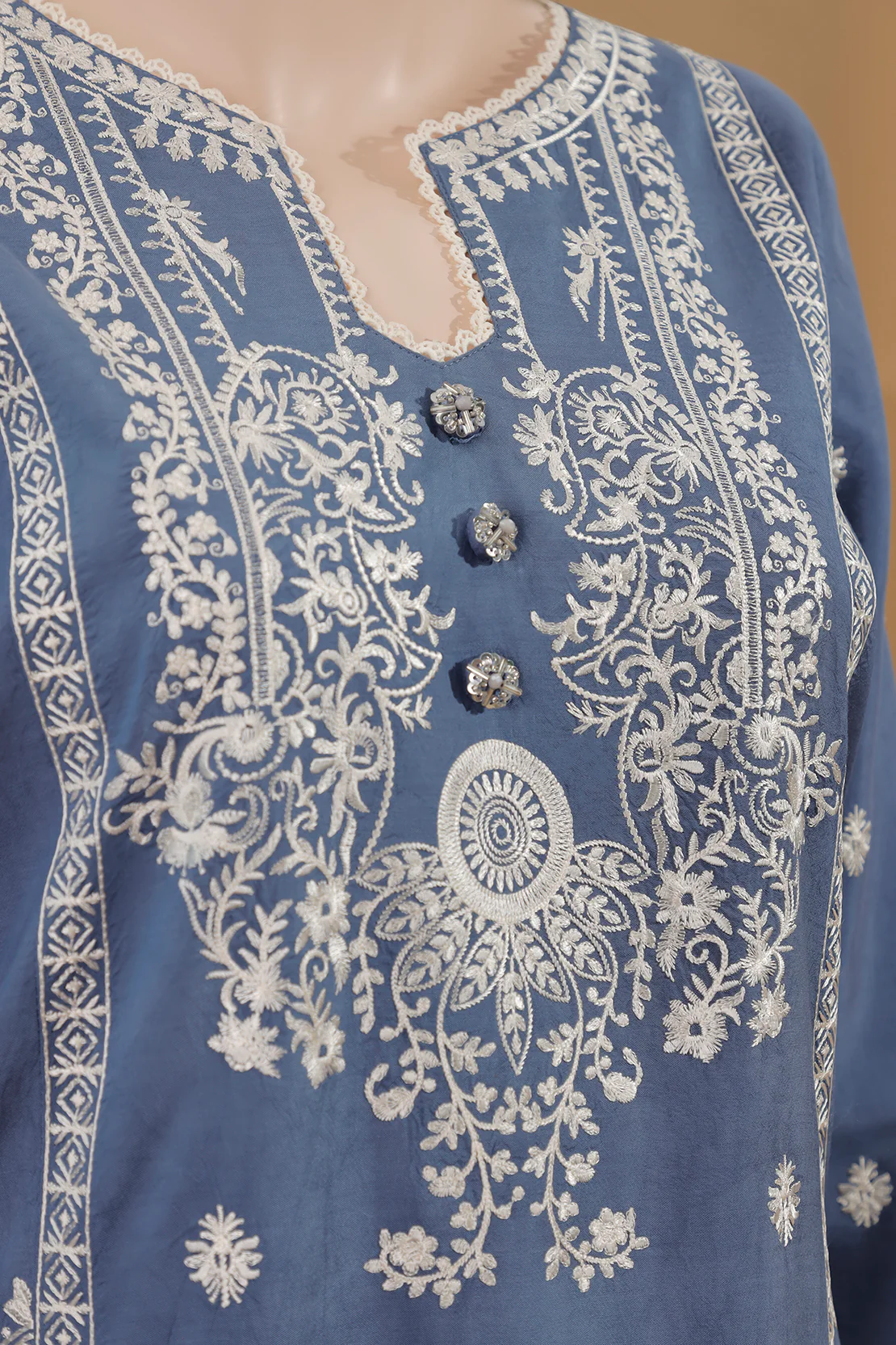 Unstitched Printed Cotton Filament Embroidered 2 Piece (Shirt/Trouser) - Image 3