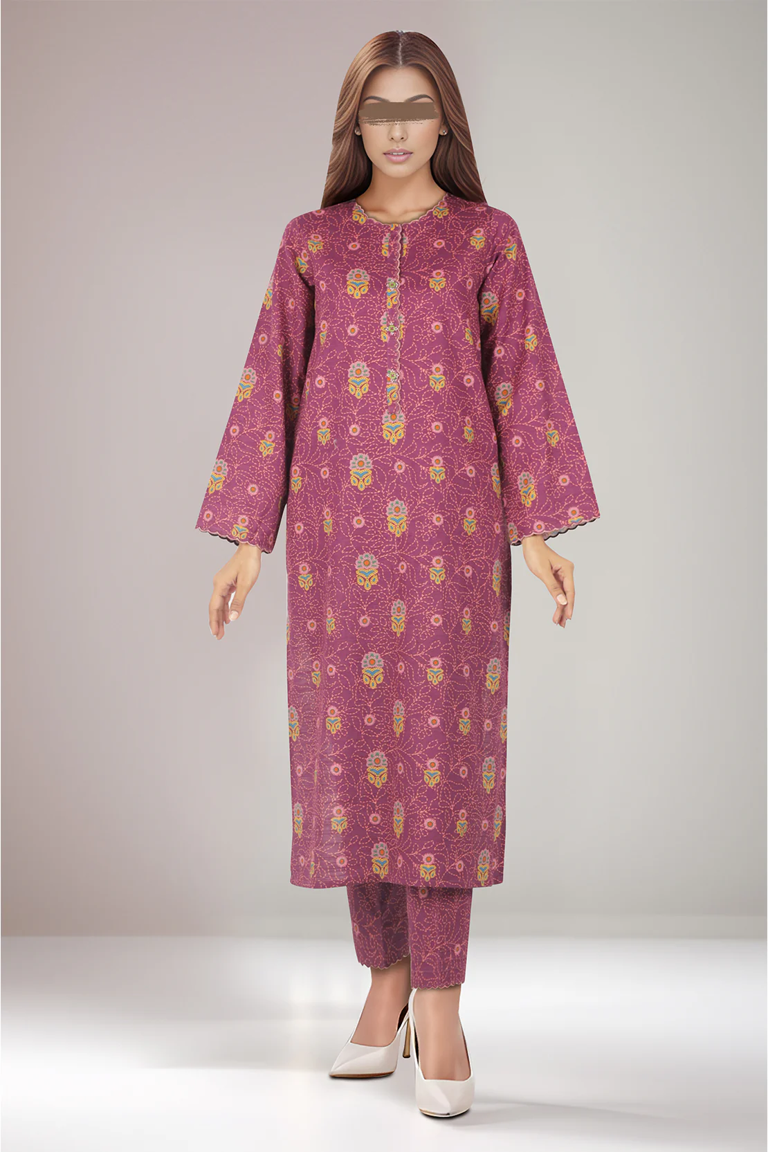 Unstitched Printed Warm Khaddar 2 Piece (Shirt/Trouser)