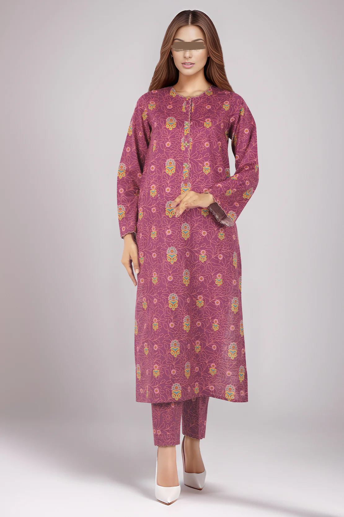 Unstitched Printed Warm Khaddar 2 Piece (Shirt/Trouser) - Image 2