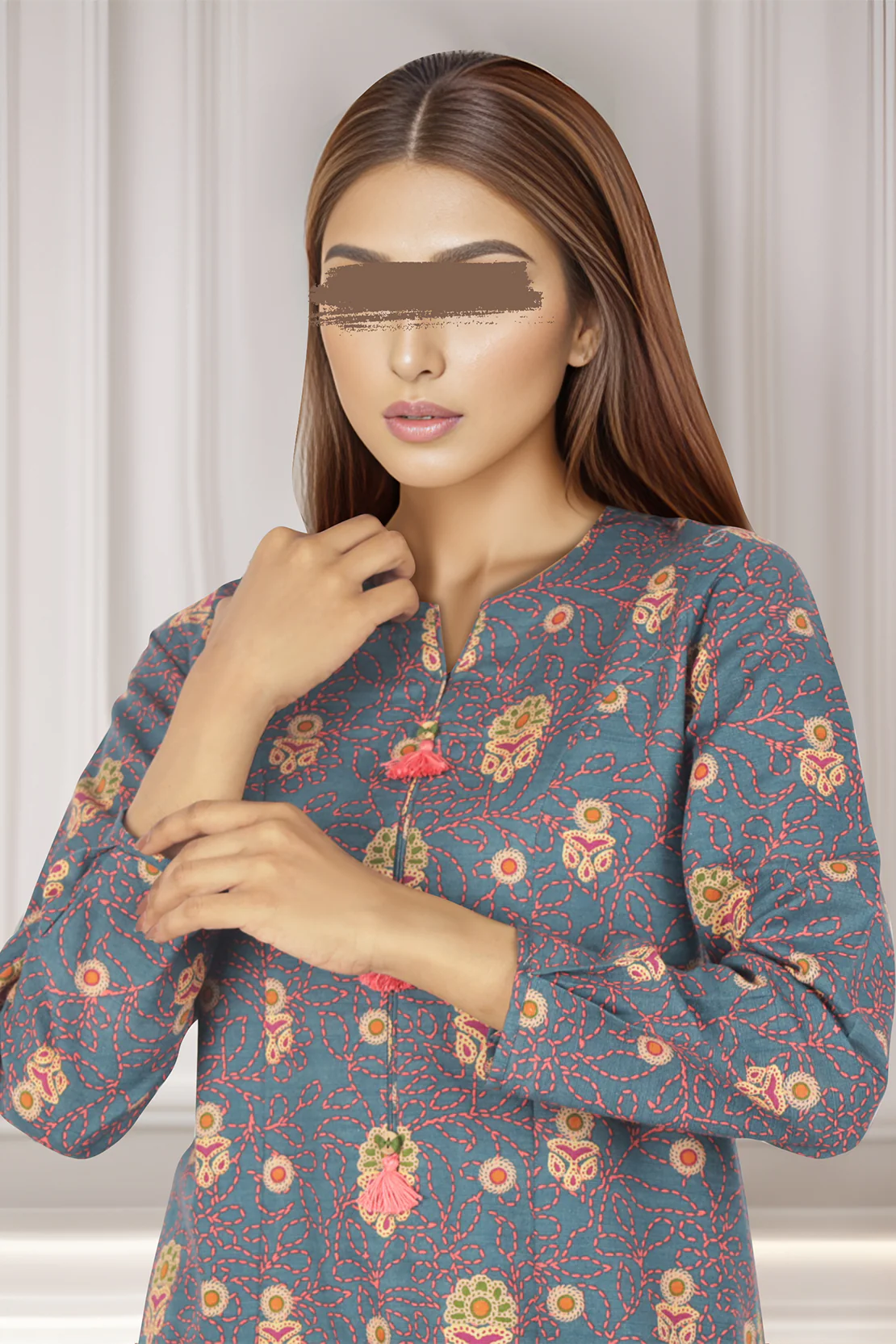 Unstitched Printed Warm Khaddar 2 Piece (Shirt/Trouser) - Image 3
