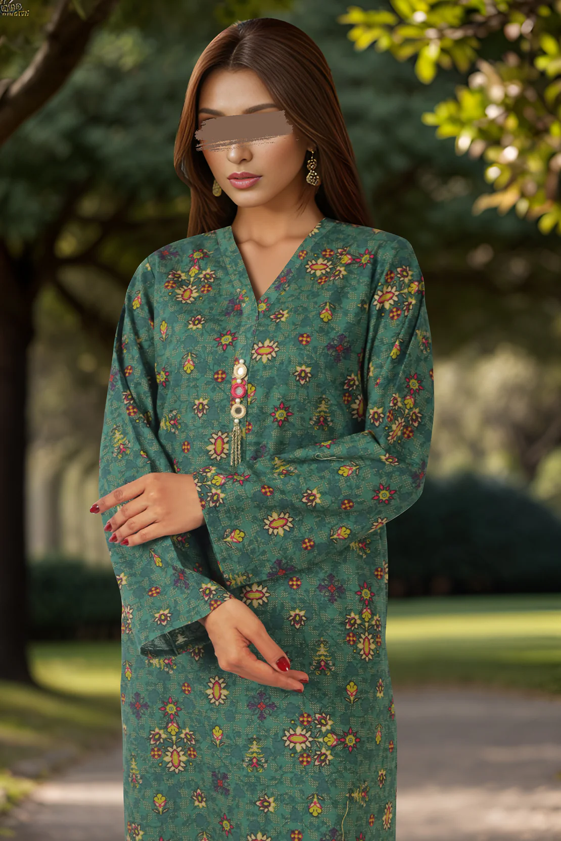 Unstitched Printed Warm Khaddar 2 Piece (Shirt/Trouser) - Image 3