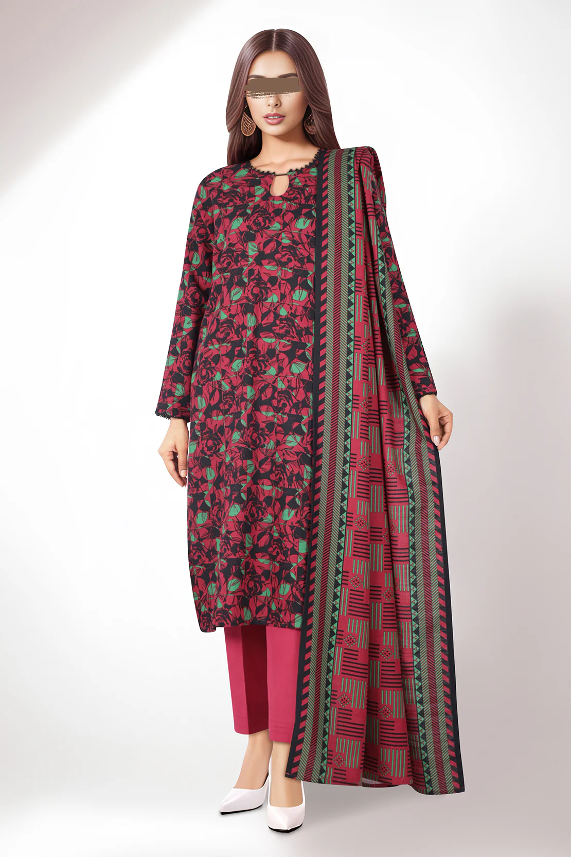 Unstitched Printed Warm Khaddar 3 Piece