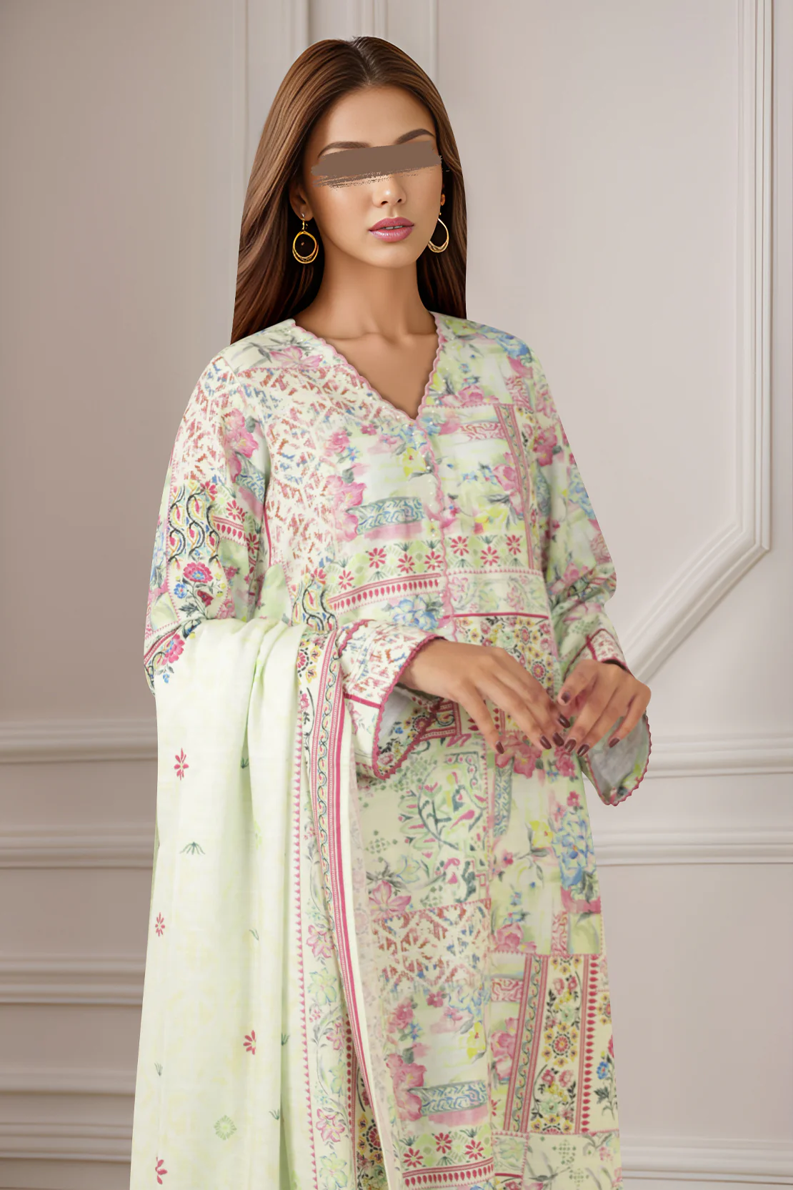 Unstitched Printed Warm Khaddar 3 Piece - Image 2