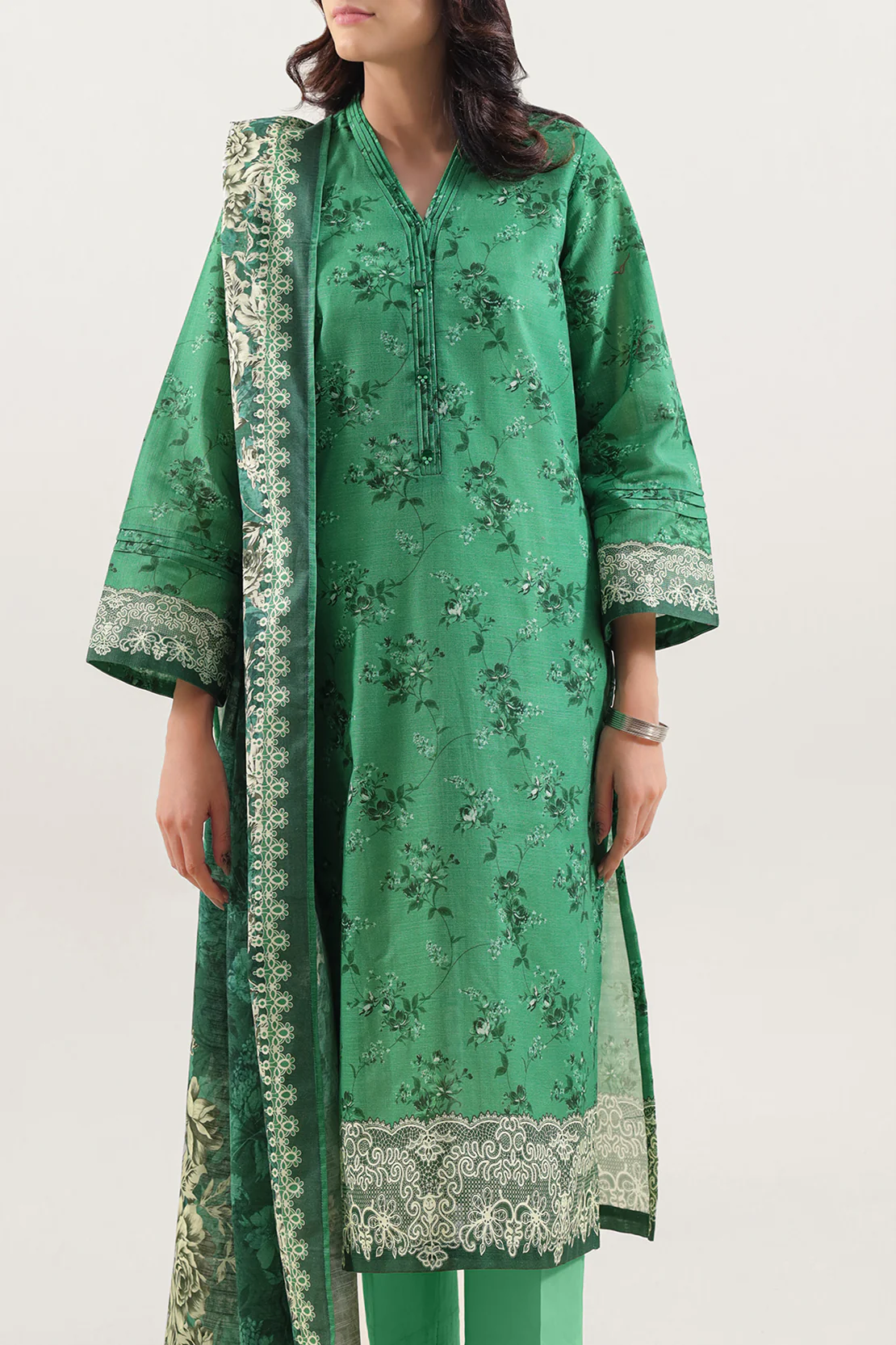 Unstitched Printed Warm Khaddar 3 Piece - Image 2