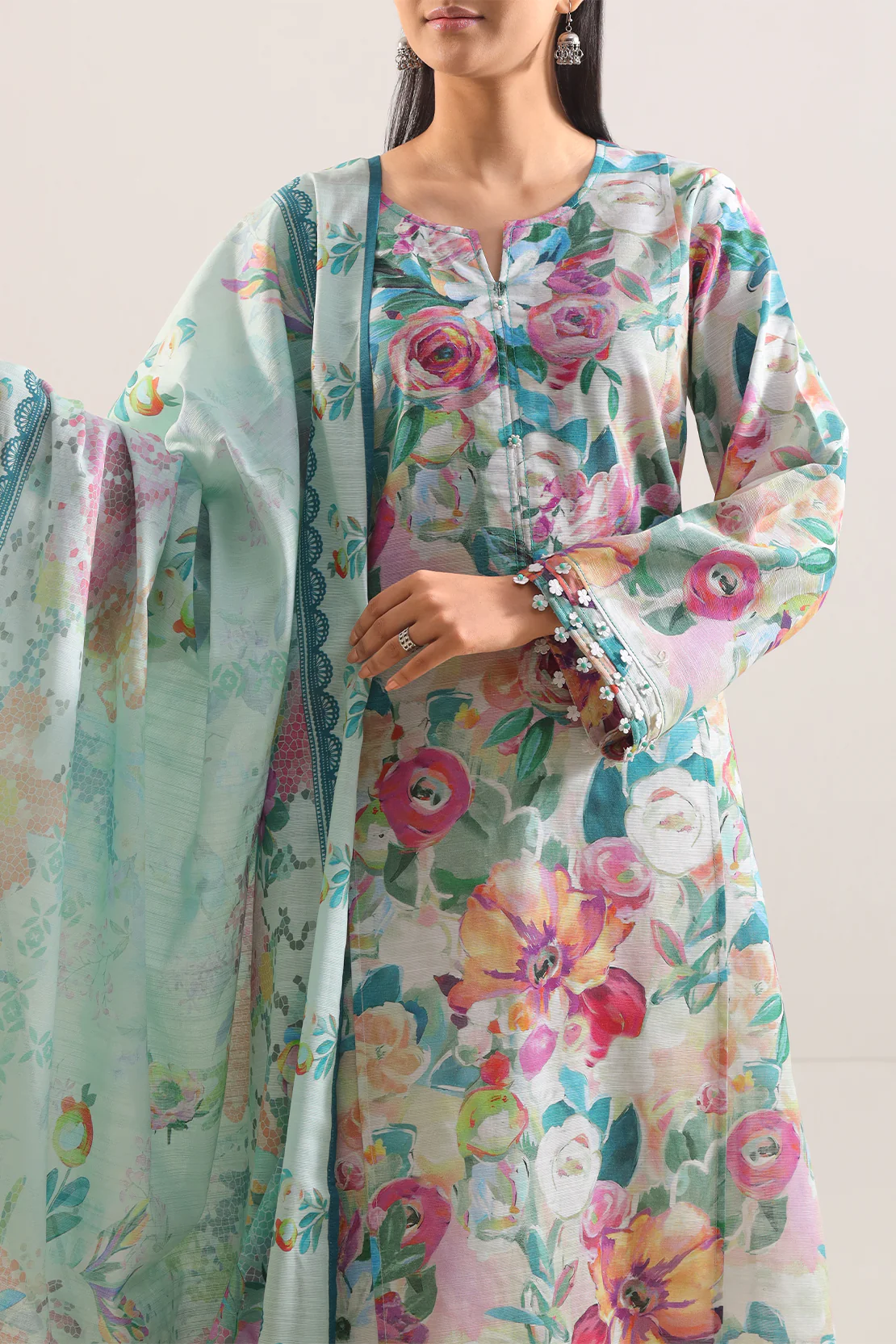Unstitched Printed Warm Khaddar 3 Piece - Image 2