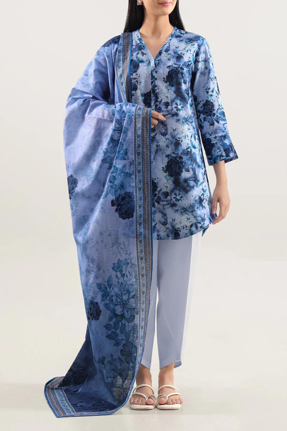 Unstitched Printed Warm Khaddar 3 Piece