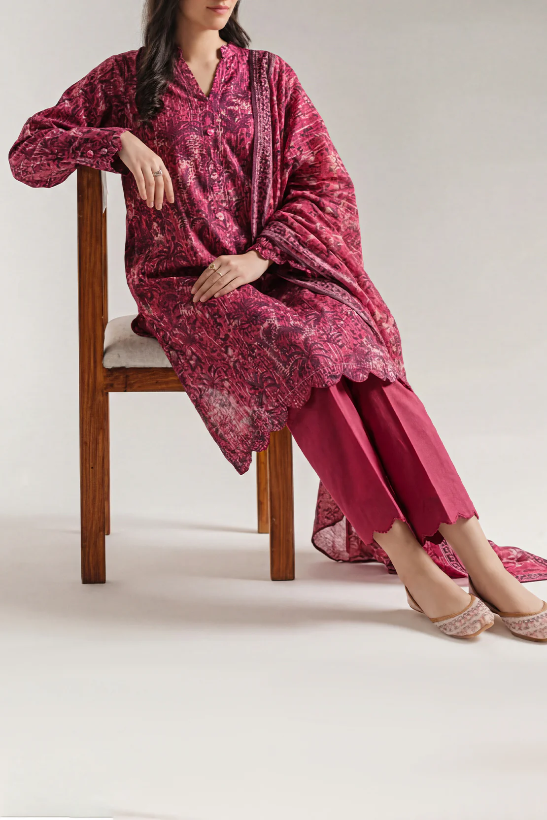 Unstitched Printed Cotton Khaddar 3 Piece