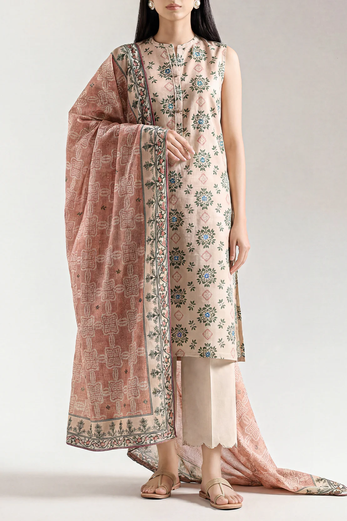 Unstitched Printed Warm Khaddar 3 Piece