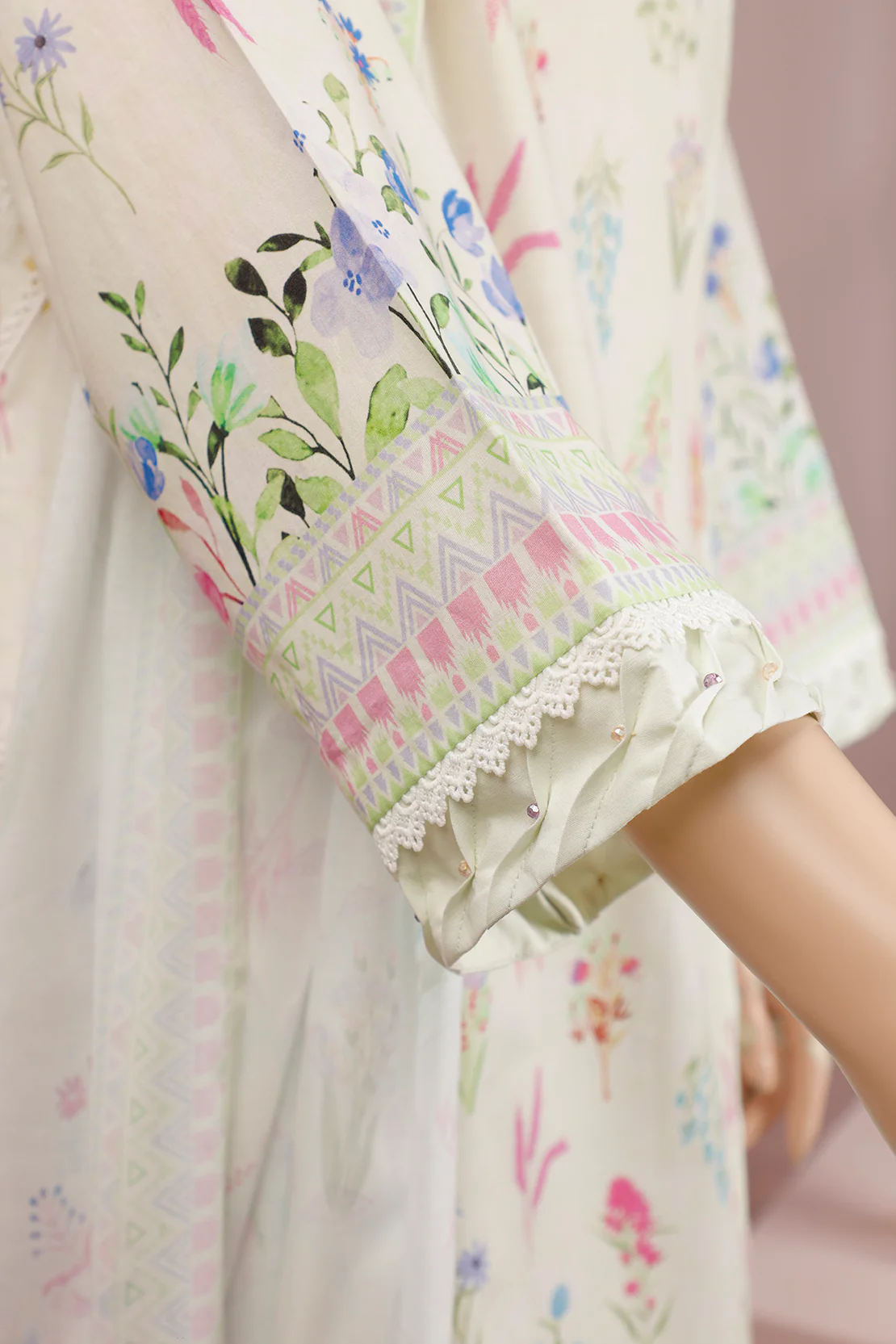Unstitched Printed Emb Lawn Shirt - Image 4