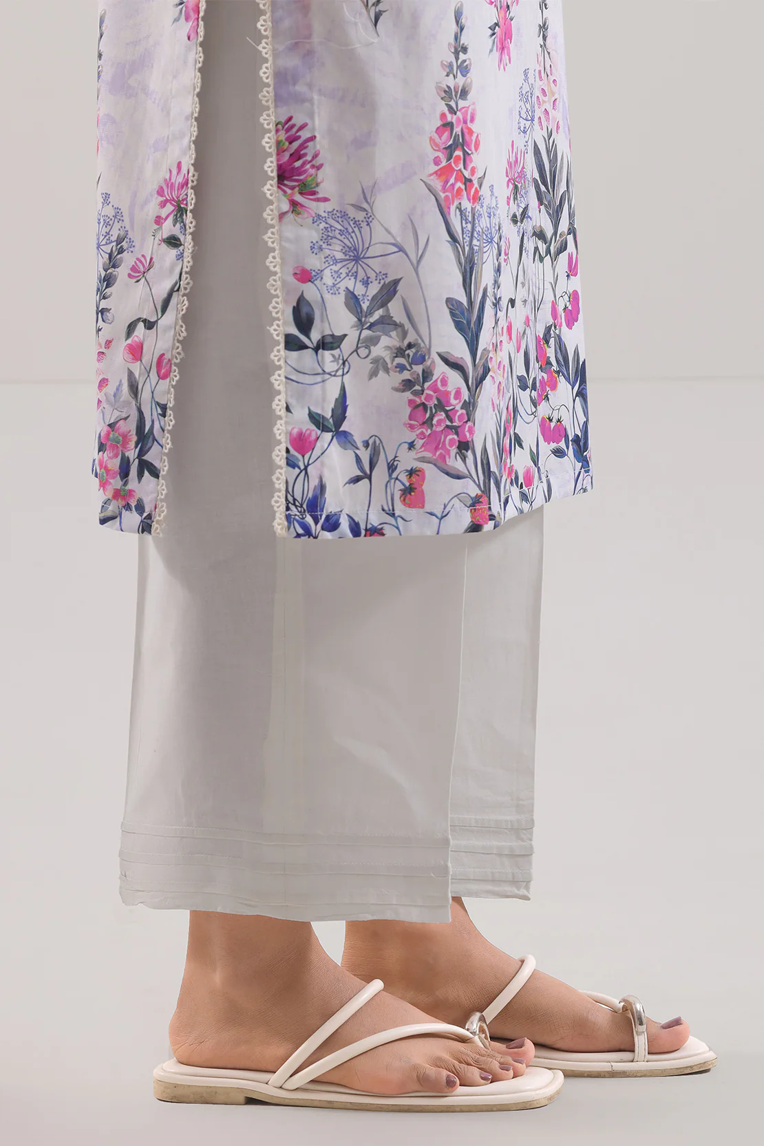 Unstitched Printed Embroidered Cotton Tencel 3 Piece With Chiffon Dupatta - Image 5