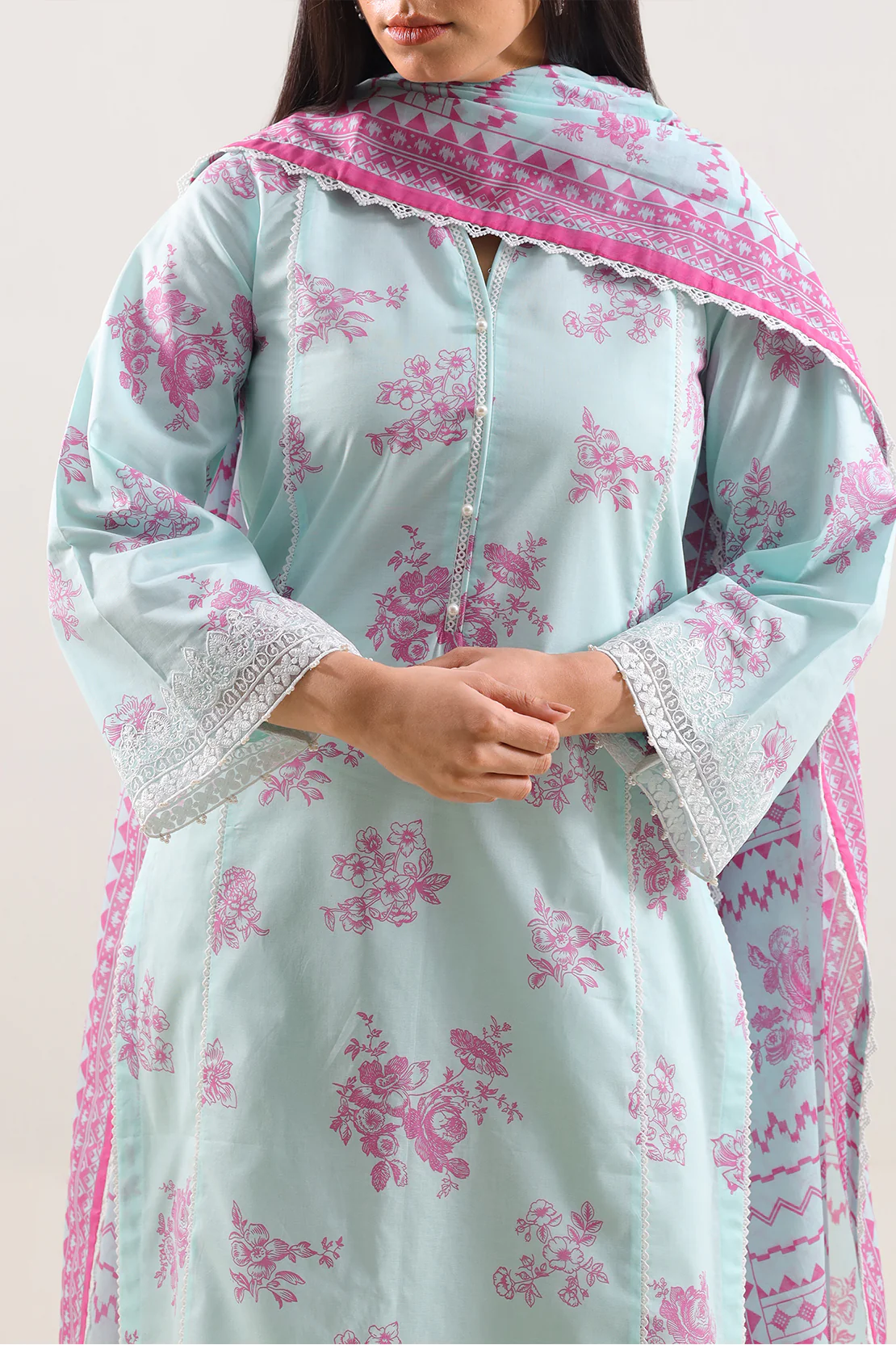 Unstitched Printed Embroidered Lawn 2 Piece (Shirt/Dupatta) - Image 2