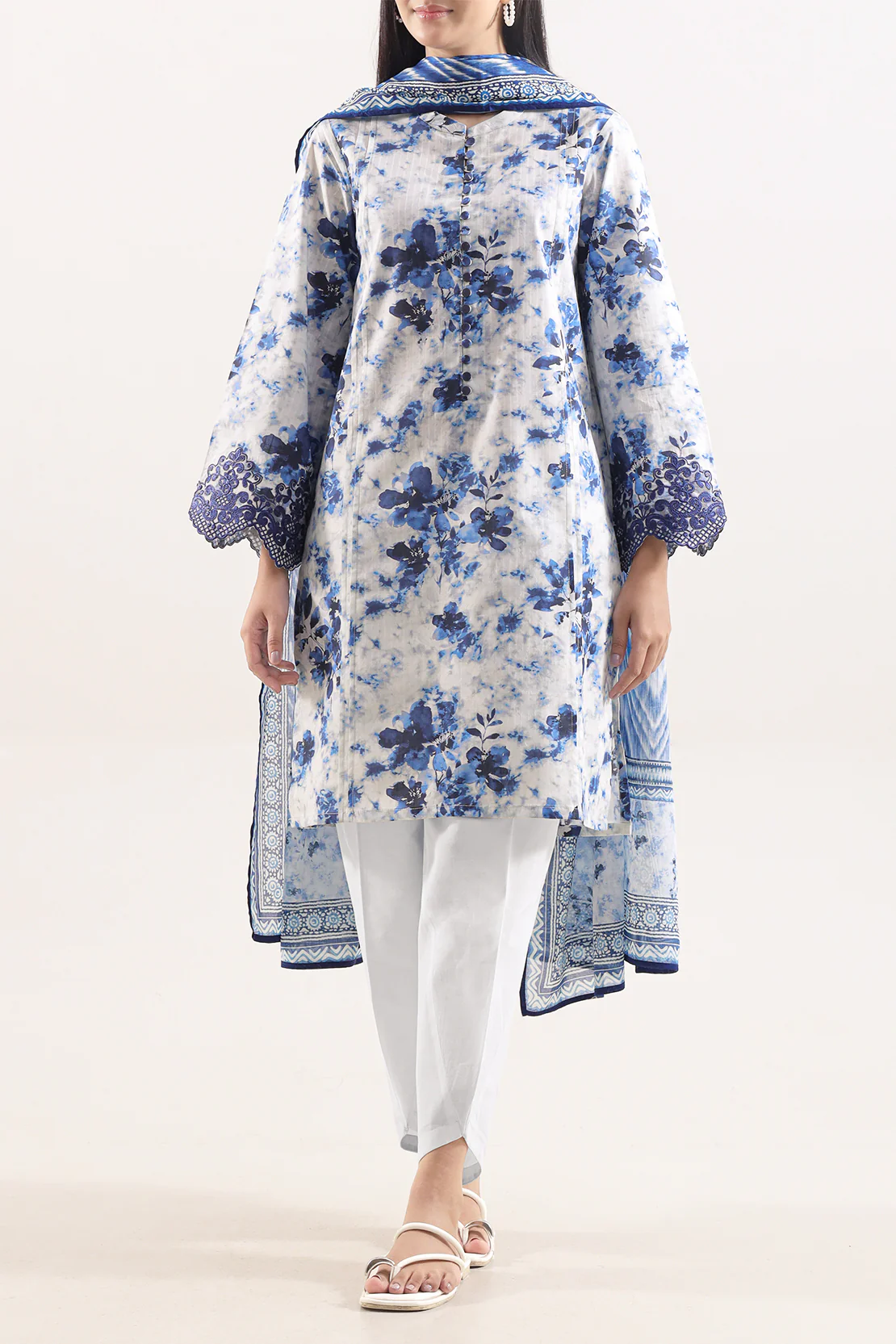 Unstitched Printed Embroidered Lawn 3 Piece - Image 3