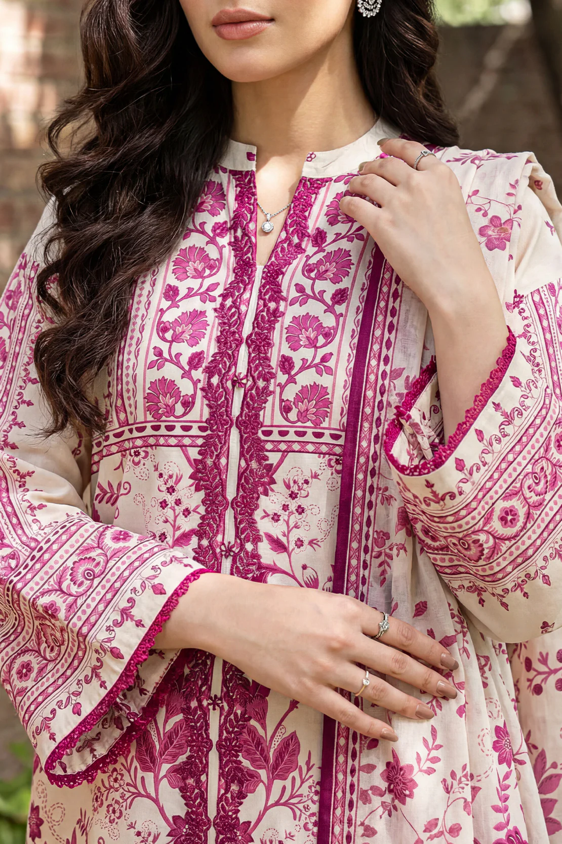 Unstitched Printed Embroidered Lawn 3 Piece - Image 3