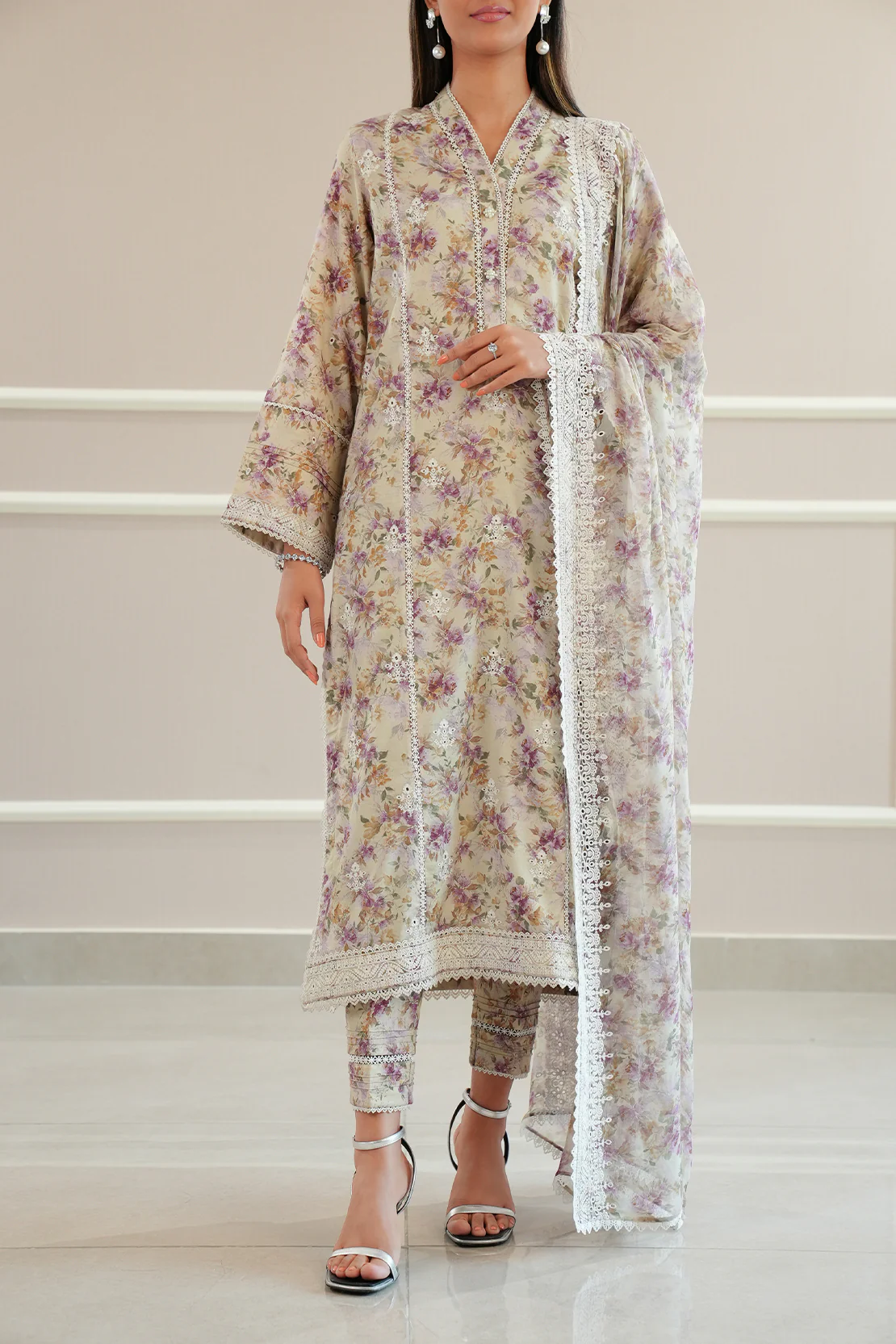 Unstitched Printed Embroidered Self Jacquard 2 Piece (Shirt/Trouser) - Image 2