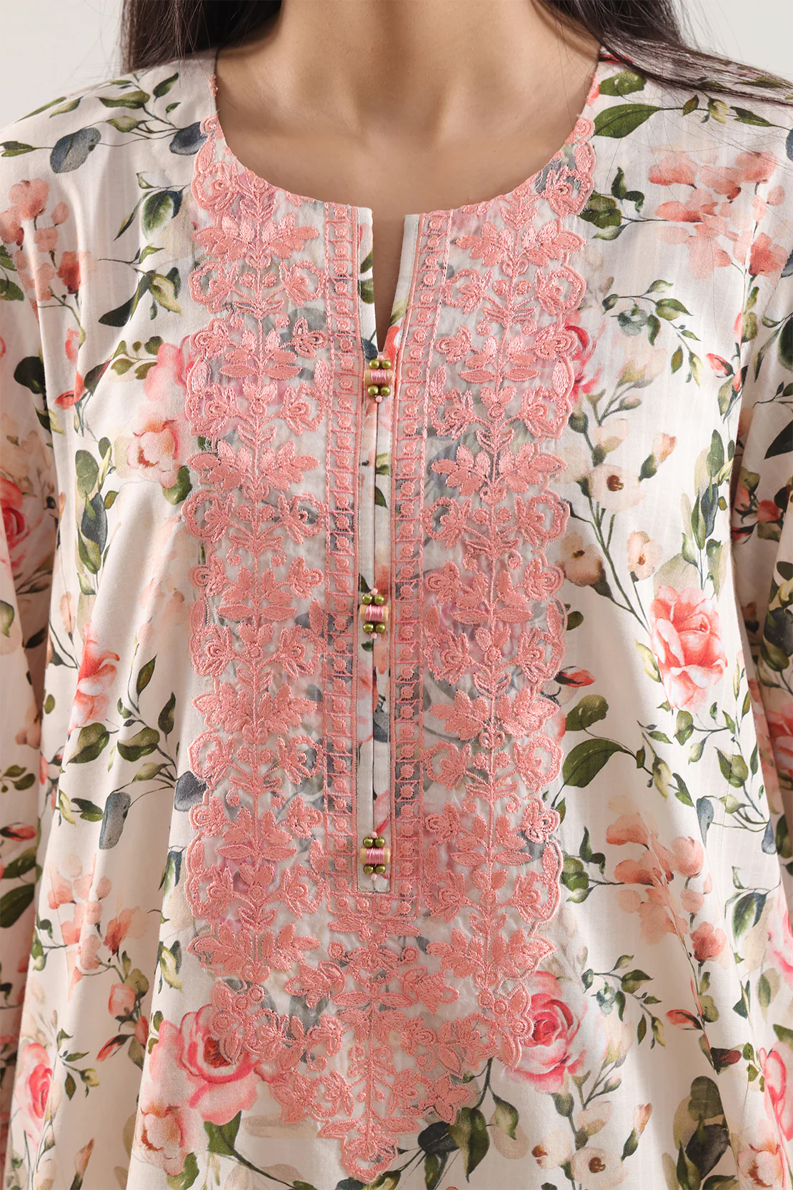 Unstitched Printed Embroidered Strip Lawn 3 Piece With Chiffon Dupatta - Image 4