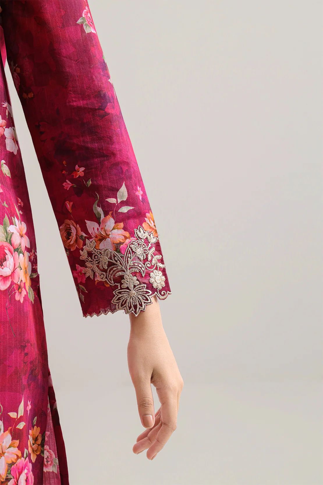 Unstitched Printed Embroidered Strip Lawn 3 Piece - Image 5