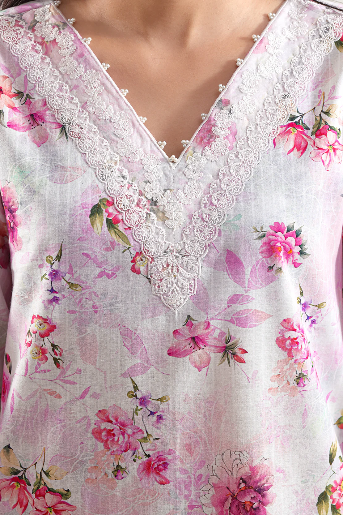 Unstitched Printed Embroidered Strip Lawn 3 Piece - Image 4