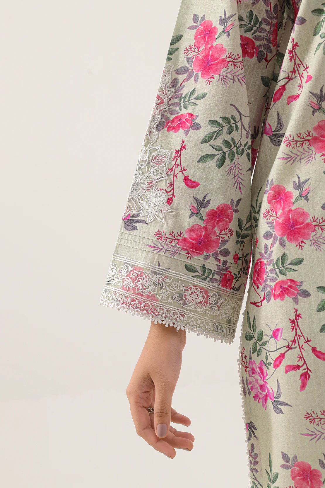 Unstitched Printed Embroidered Strip Lawn 3 Piece - Image 5