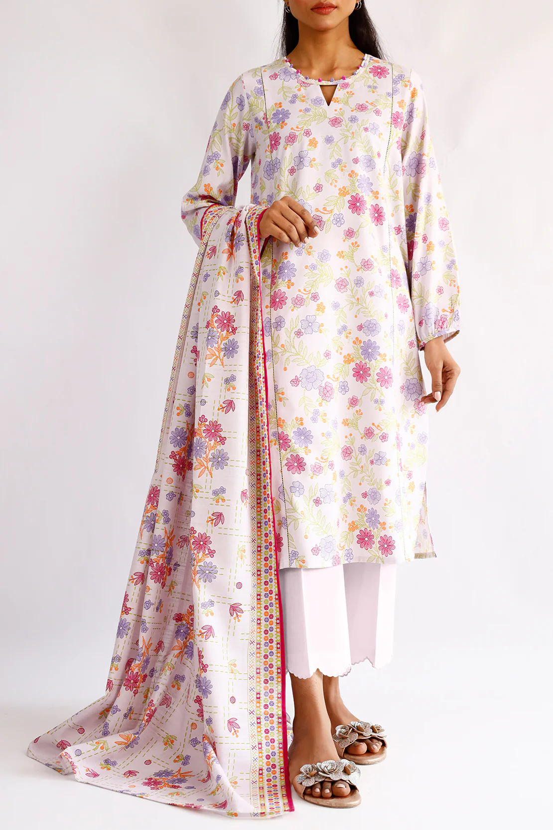 Unstitched Printed Jacquard Khaddar 3 Piece - Image 2
