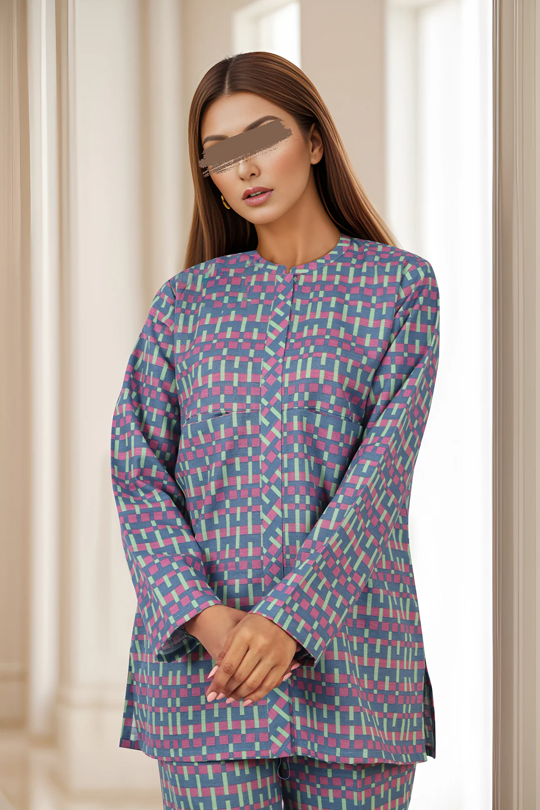 Unstitched Printed Khaddar 2 Piece (Shirt/Trouser) - Image 2