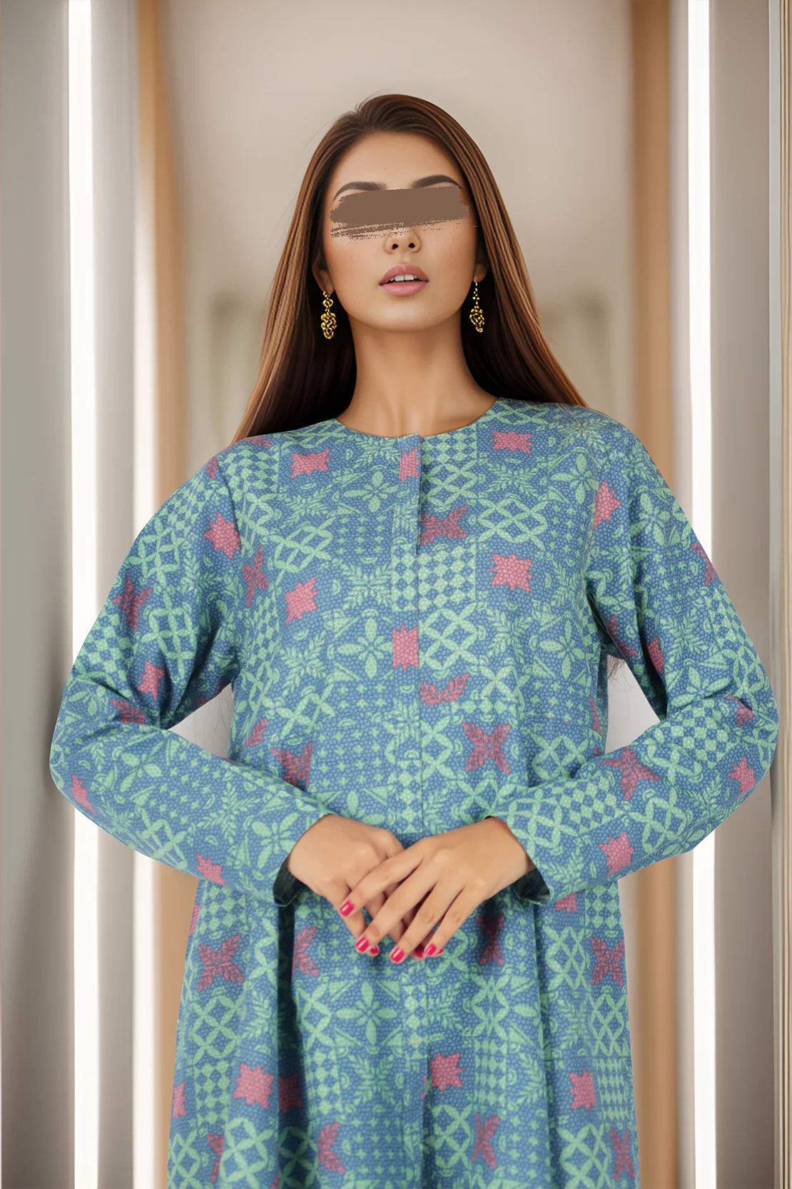 Unstitched Printed Soft Khaddar 2 Piece (Shirt/Trouser) - Image 2