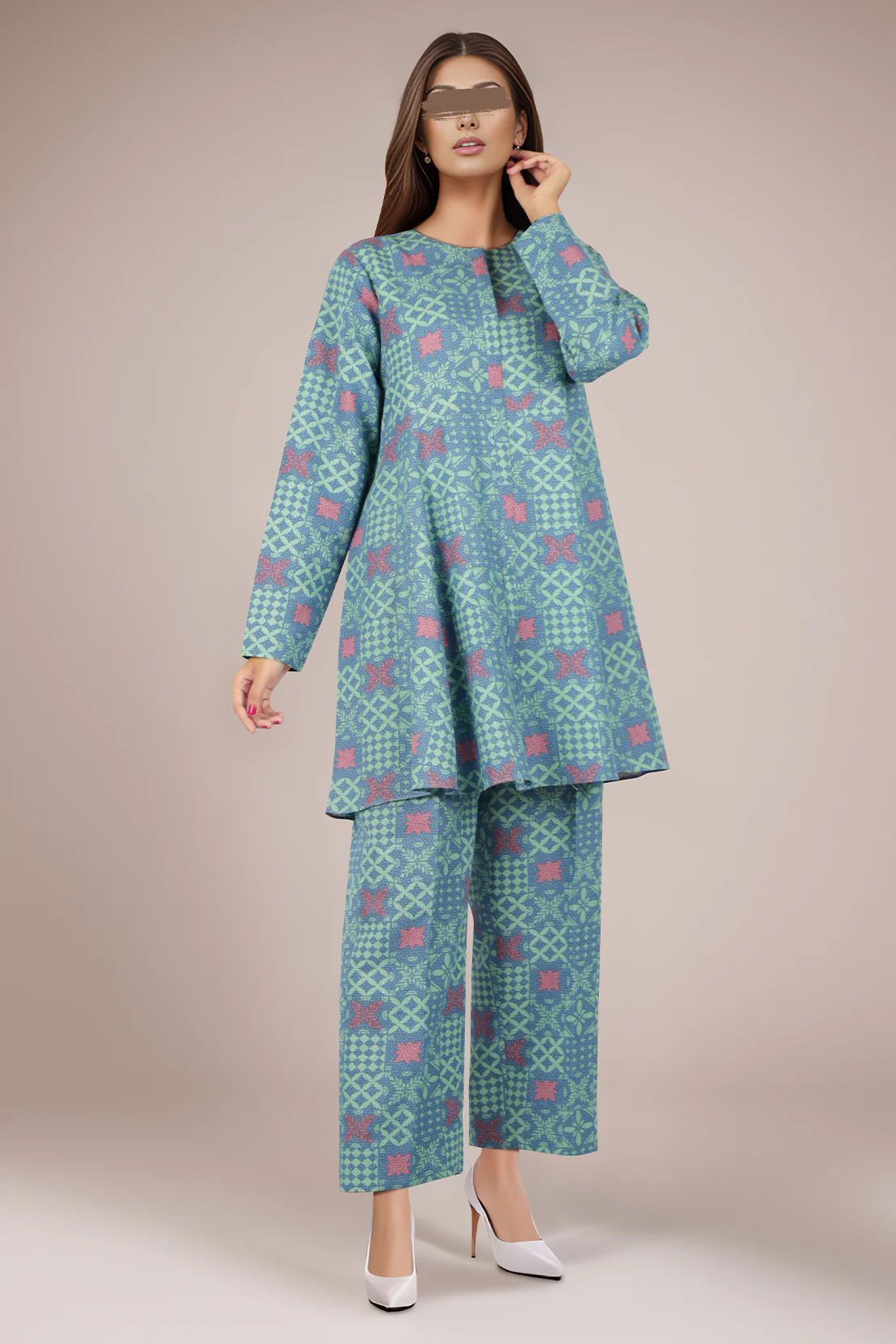 Unstitched Printed Soft Khaddar 2 Piece (Shirt/Trouser) - Image 3