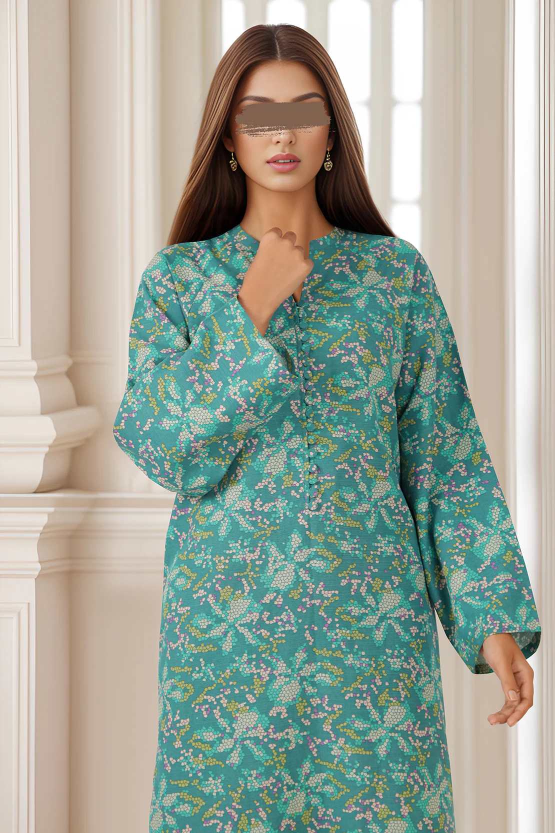Unstitched Printed Soft Khaddar 2 Piece (Shirt/Trouser) - Image 2