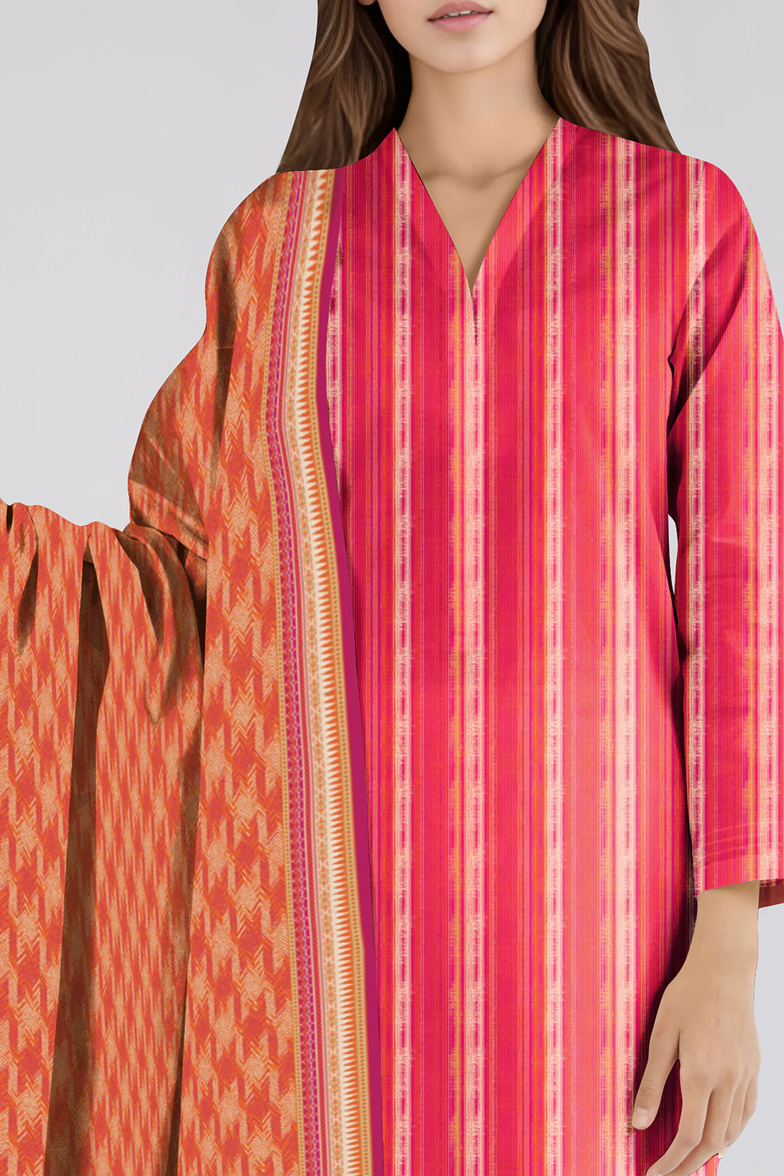 Unstitched Printed Soft Khaddar 3 Piece - Image 2