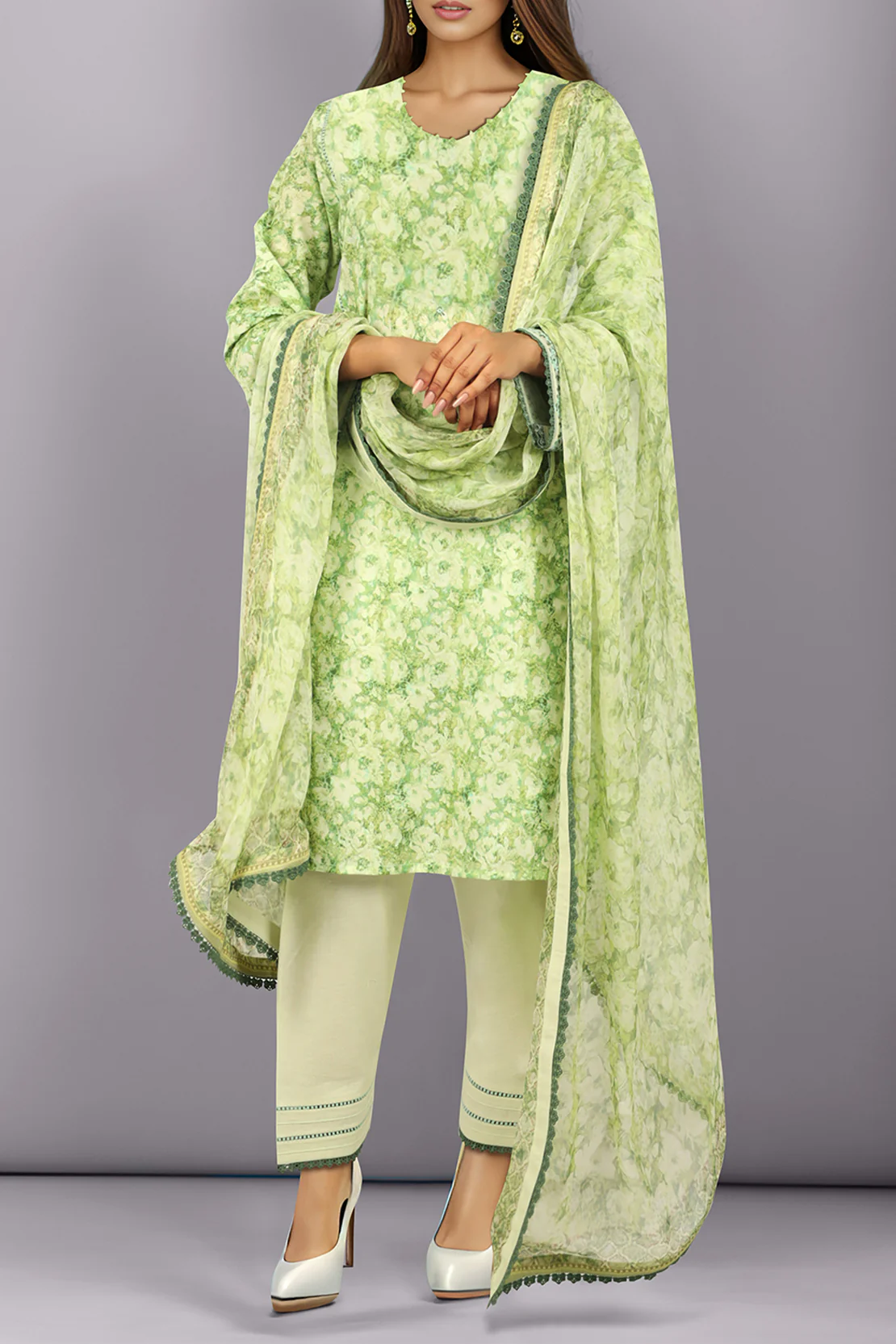 Unstitched Printed Lawn 2 Piece (Shirt/Dupatta) - Image 4