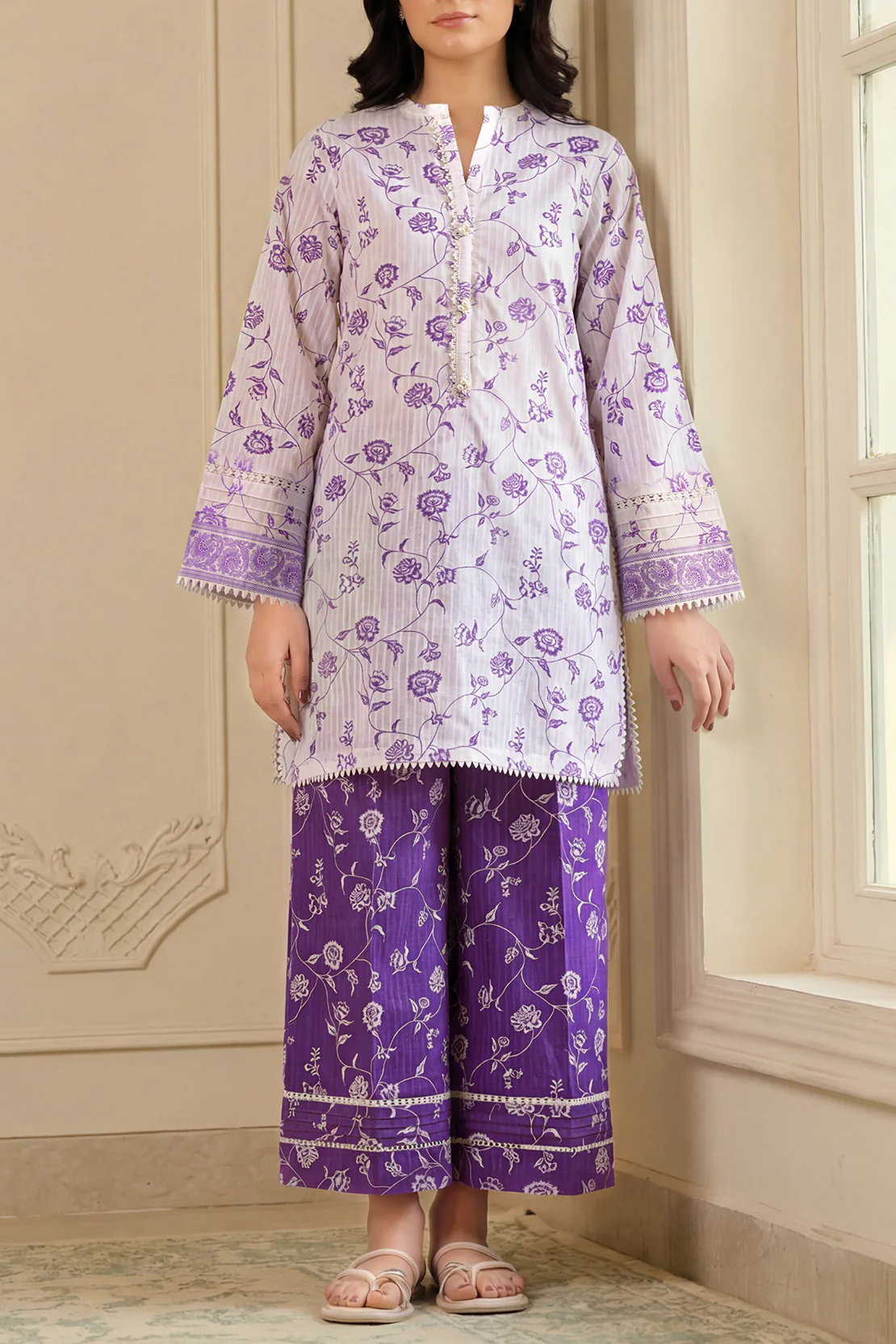 Unstitched Printed Stripe Lawn 2 Piece (Shirt/Trouser) - Image 3