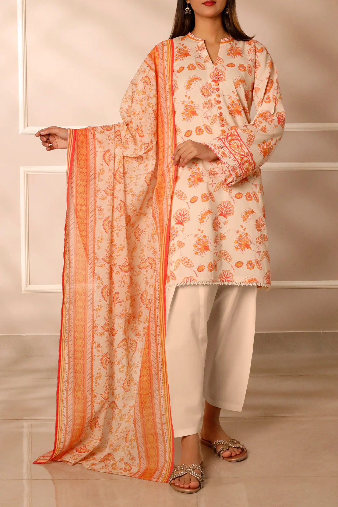 Unstitched Printed Lawn 3 Piece - Image 2