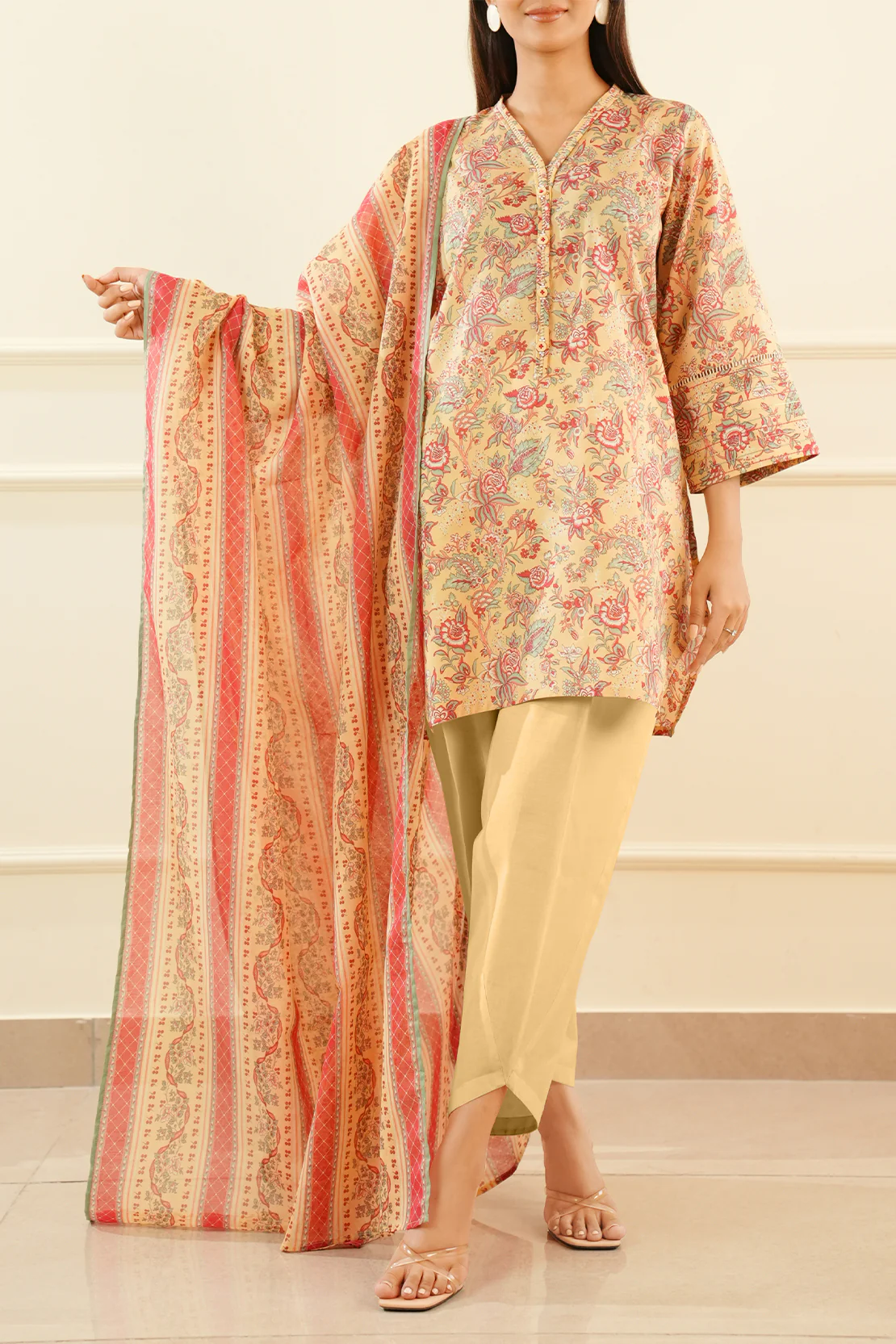 Unstitched Printed Lawn 3 Piece