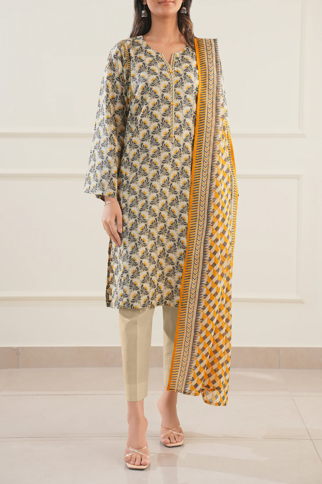Unstitched Printed Lawn 3 Piece