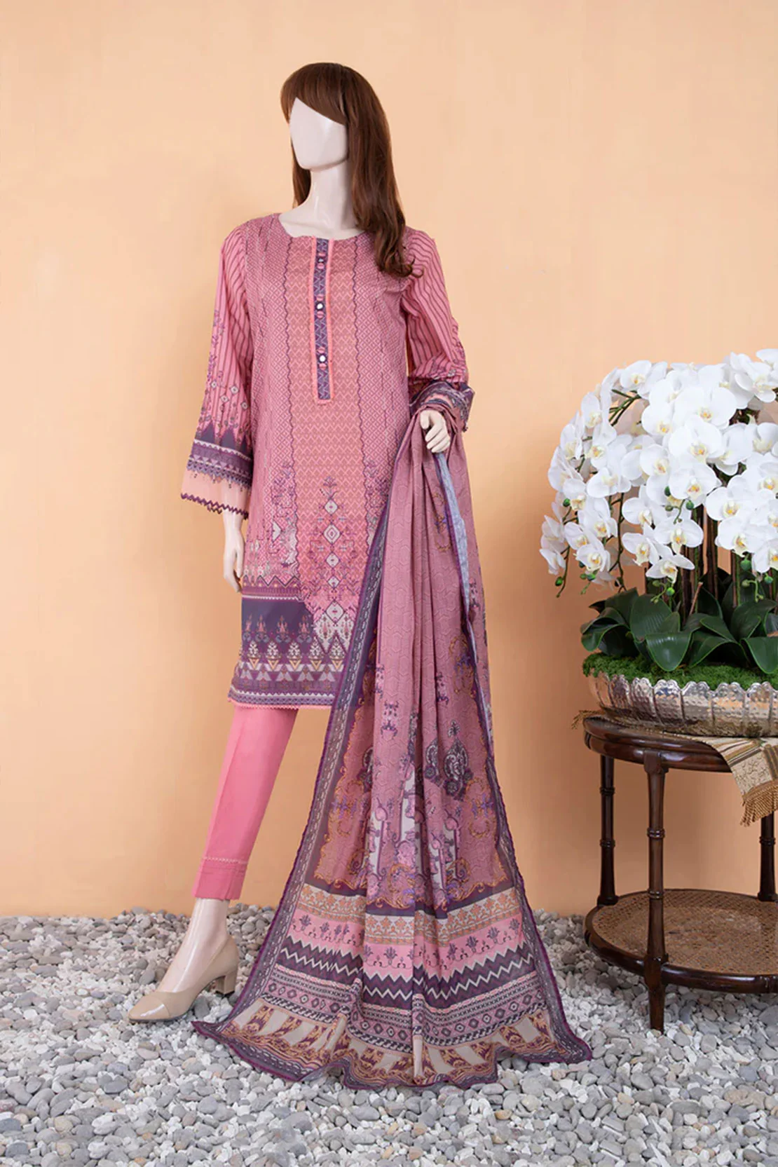 Unstitched Printed Lawn 3 Piece