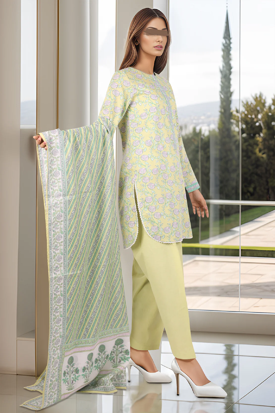 Unstitched Printed Lawn 3 Piece - Image 2