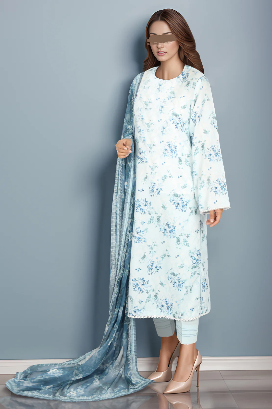 Unstitched Printed Lawn 3 Piece With Chiffon Dupatta